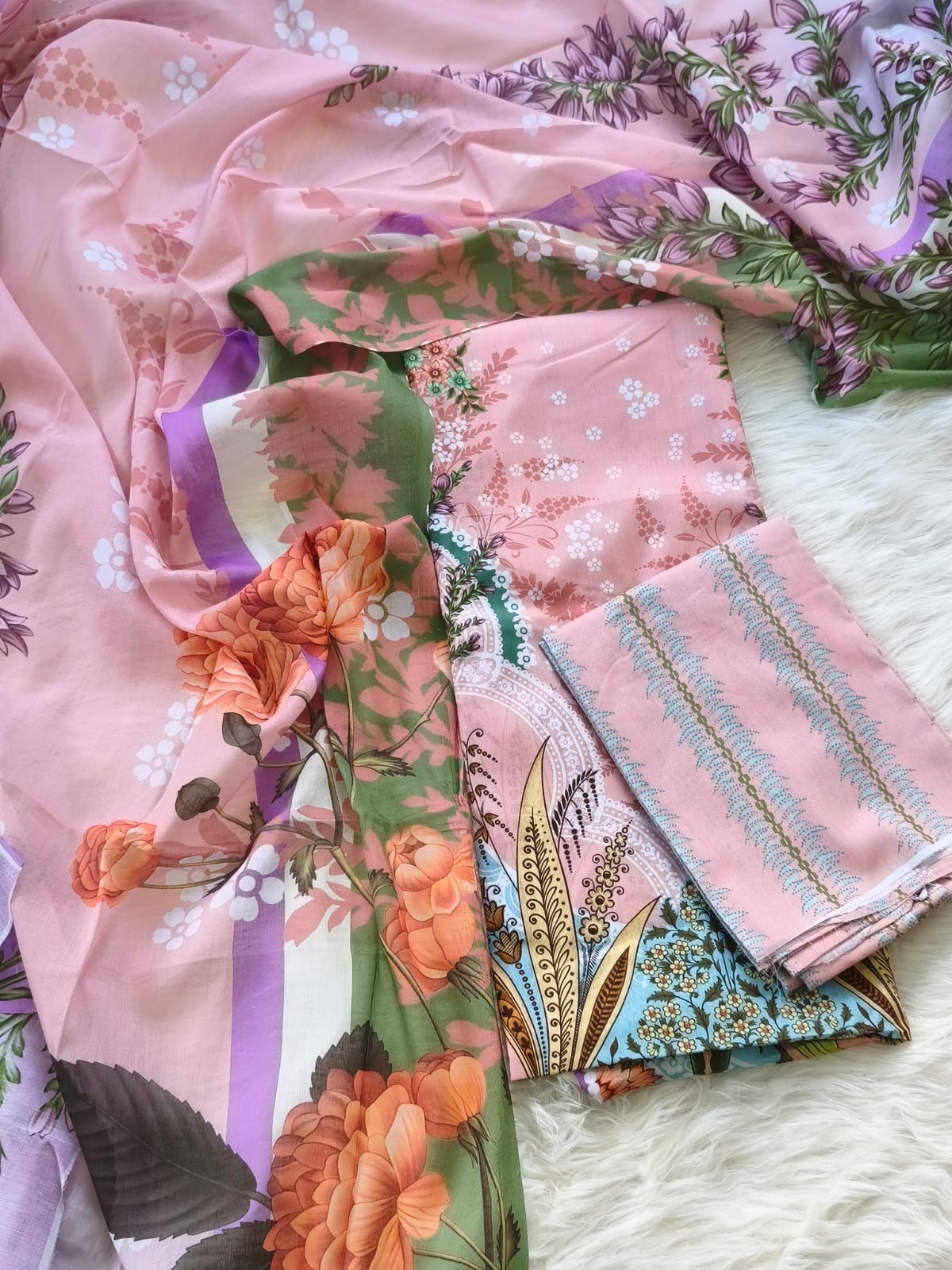 Karizma C Print Three Piece - Blush Pink Floral