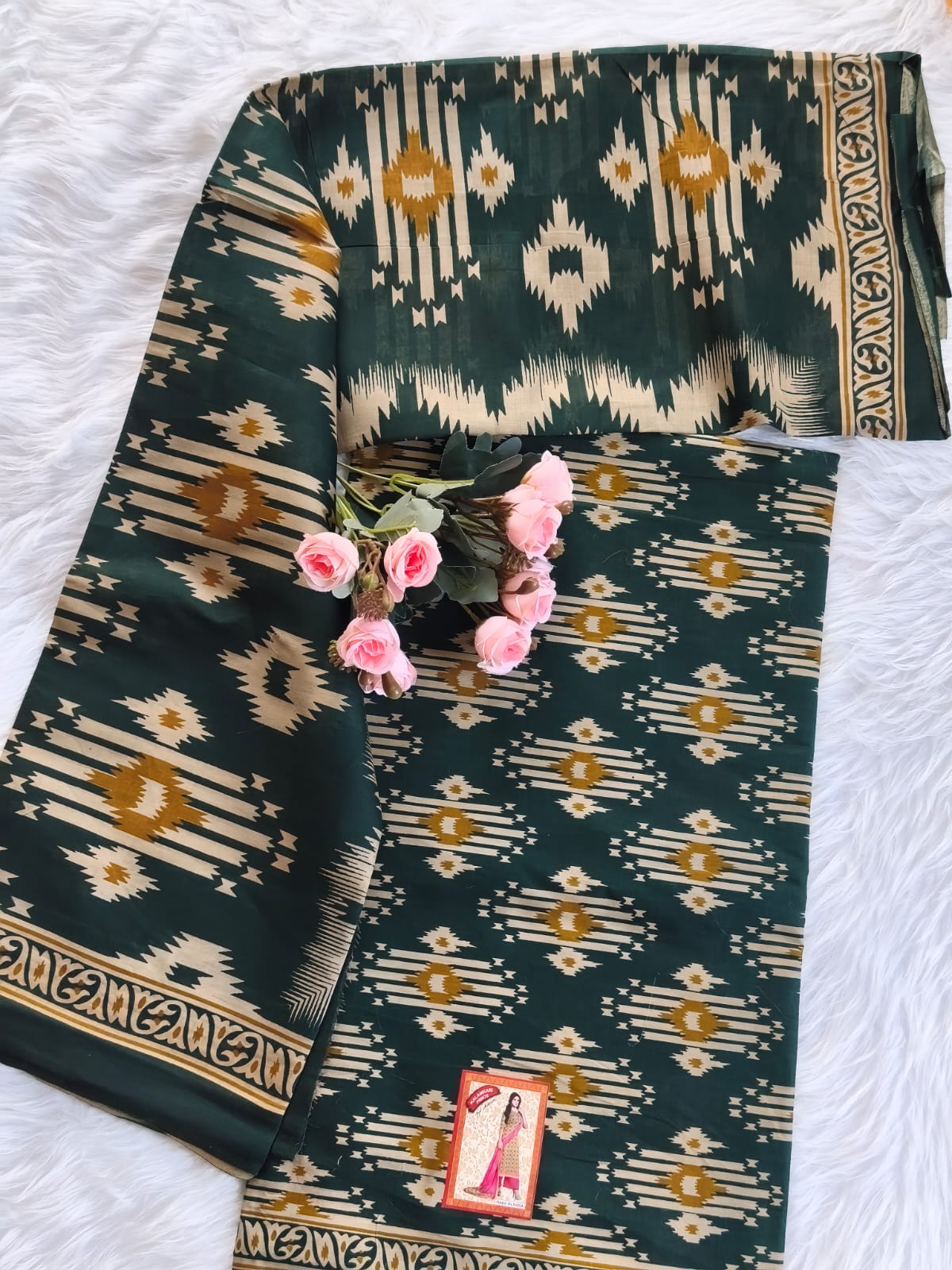 Style Arrow Bottle Green Mustard Printed Three Piece