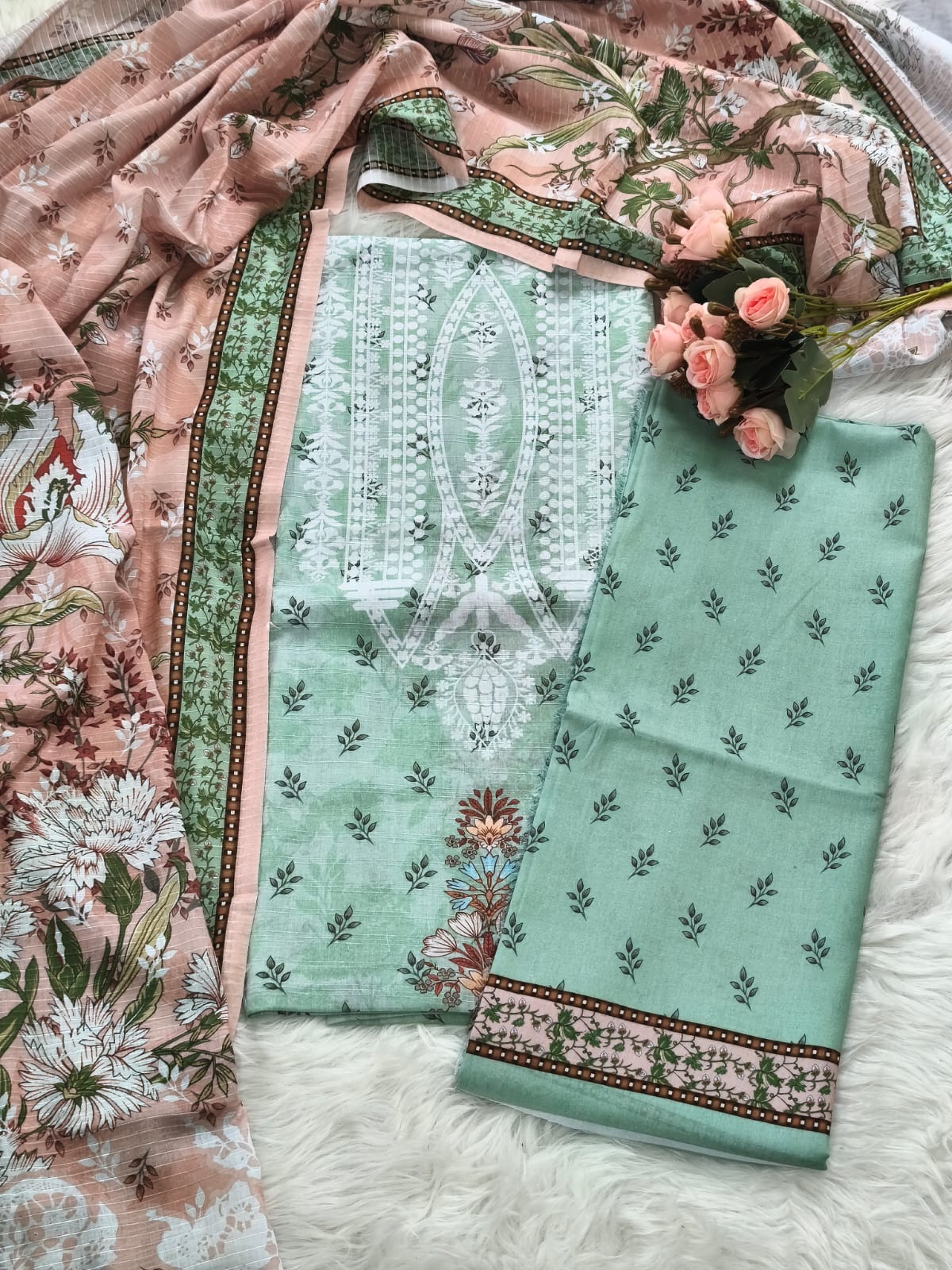 Style Arrow Peach Mint Floral Three Piece